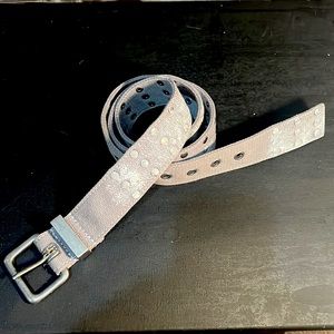 Distressed punk army military style grey/white belt 36-40